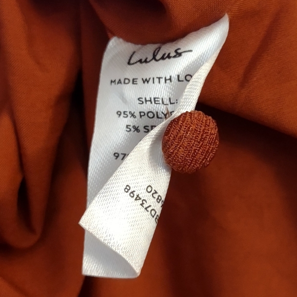 Lulus Simply Charismatic Rust Orange Smocked Tiered Midi Dress Size Small - Picture 15 of 15